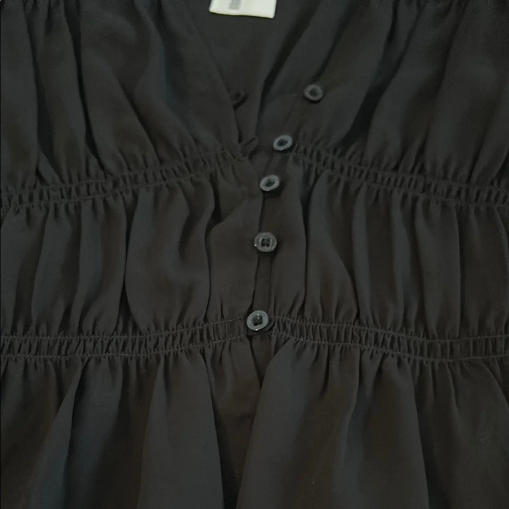 Calvin Klein Black Ruched Peplum Blouse - Picture 4 of 7